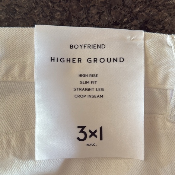 NWT 3 x 1 White Boyfriend Higher Ground Ripped Crop Jeans - Picture 10 of 12